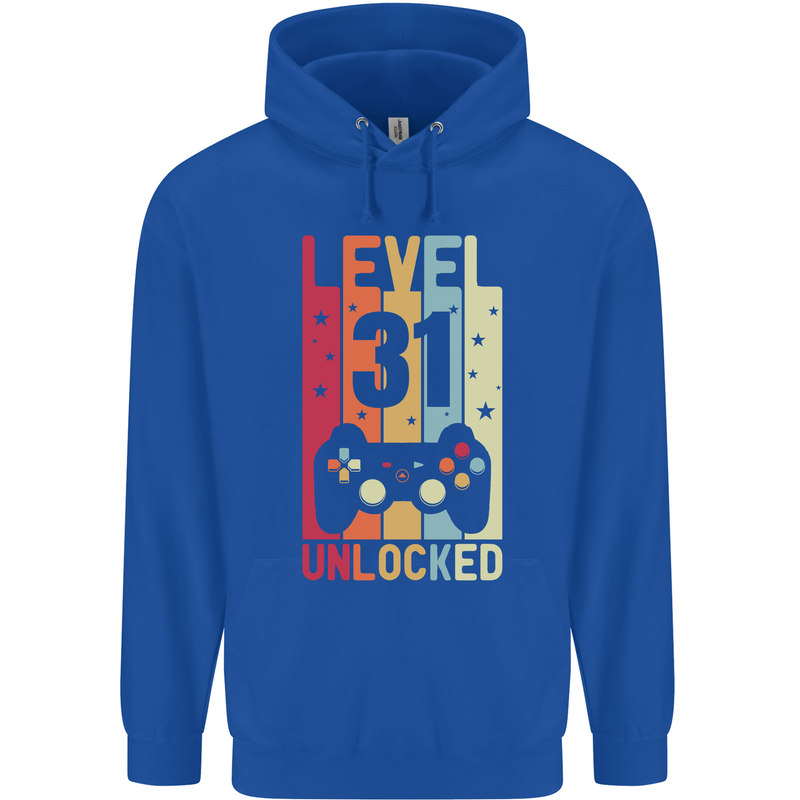 31st Birthday 31 Year Old Level Up Gamming Mens 80% Cotton Hoodie Royal Blue