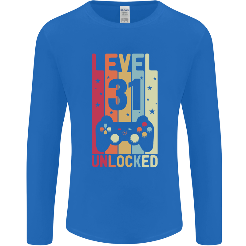 31st Birthday 31 Year Old Level Up Gamming Mens Long Sleeve T-Shirt Royal Blue