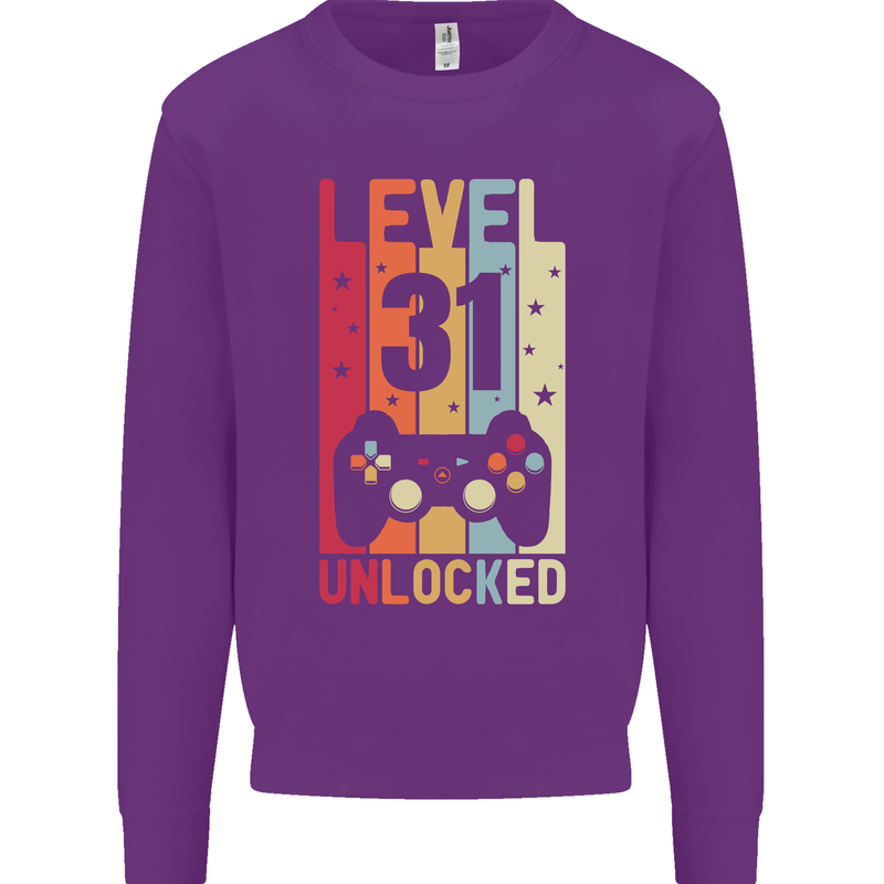 31st Birthday 31 Year Old Level Up Gamming Mens Sweatshirt Jumper Purple
