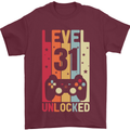 31st Birthday 31 Year Old Level Up Gamming Mens T-Shirt 100% Cotton Maroon