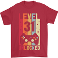 31st Birthday 31 Year Old Level Up Gamming Mens T-Shirt 100% Cotton Red