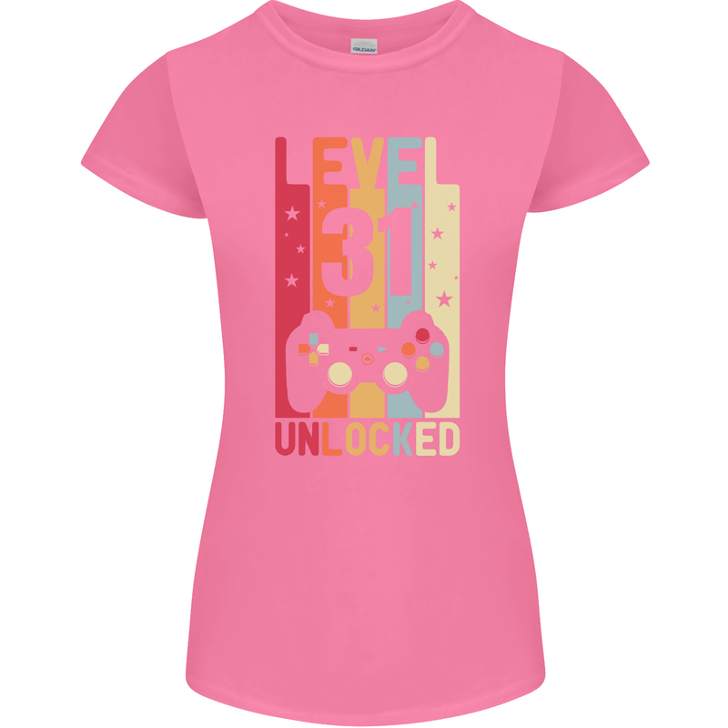 31st Birthday 31 Year Old Level Up Gamming Womens Petite Cut T-Shirt Azalea