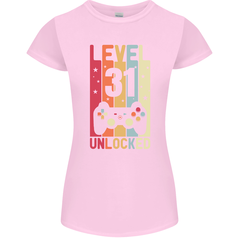 31st Birthday 31 Year Old Level Up Gamming Womens Petite Cut T-Shirt Light Pink