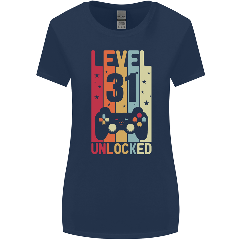 31st Birthday 31 Year Old Level Up Gamming Womens Wider Cut T-Shirt Navy Blue