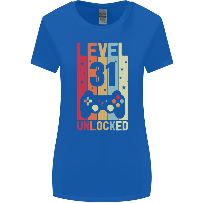 31st Birthday 31 Year Old Level Up Gamming Womens Wider Cut T-Shirt Royal Blue