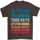 31st Birthday 31 Year Old Mens T-Shirt 100% Cotton Dark Chocolate