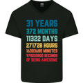 31st Birthday 31 Year Old Mens V-Neck Cotton T-Shirt Black