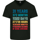 31st Birthday 31 Year Old Mens V-Neck Cotton T-Shirt Black