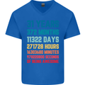 31st Birthday 31 Year Old Mens V-Neck Cotton T-Shirt Royal Blue