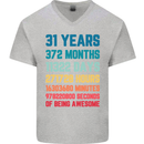 31st Birthday 31 Year Old Mens V-Neck Cotton T-Shirt Sports Grey