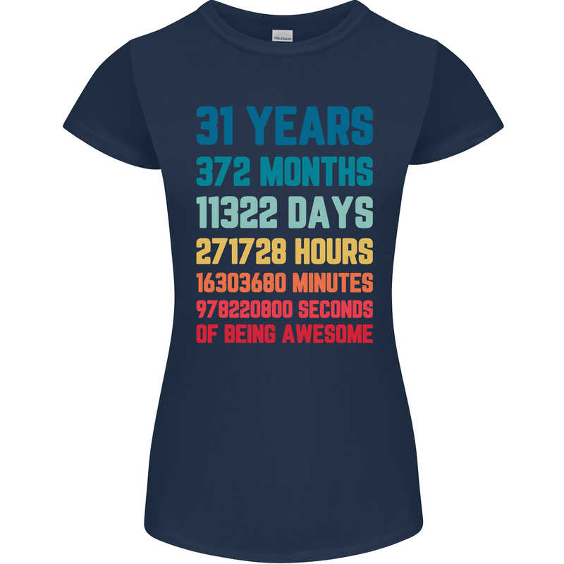 31st Birthday 31 Year Old Womens Petite Cut T-Shirt Navy Blue