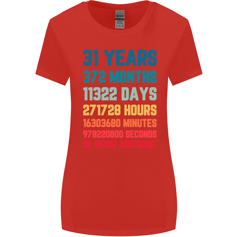 31st Birthday 31 Year Old Womens Wider Cut T-Shirt Red