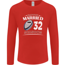 32 Year Wedding Anniversary 32nd Rugby Mens Long Sleeve T-Shirt Red