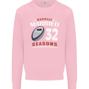 32 Year Wedding Anniversary 32nd Rugby Mens Sweatshirt Jumper Light Pink