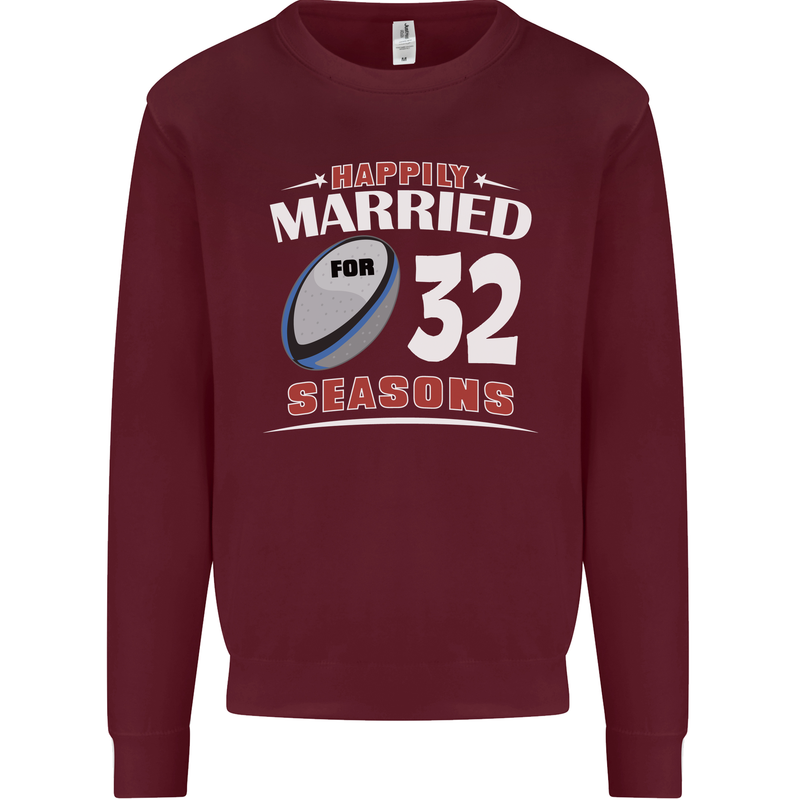 32 Year Wedding Anniversary 32nd Rugby Mens Sweatshirt Jumper Maroon