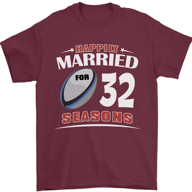 32 Year Wedding Anniversary 32nd Rugby Mens T-Shirt 100% Cotton Maroon