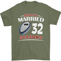 32 Year Wedding Anniversary 32nd Rugby Mens T-Shirt 100% Cotton Military Green