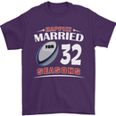 32 Year Wedding Anniversary 32nd Rugby Mens T-Shirt 100% Cotton Purple