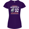 32 Year Wedding Anniversary 32nd Rugby Womens Petite Cut T-Shirt Purple