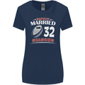 32 Year Wedding Anniversary 32nd Rugby Womens Wider Cut T-Shirt Navy Blue