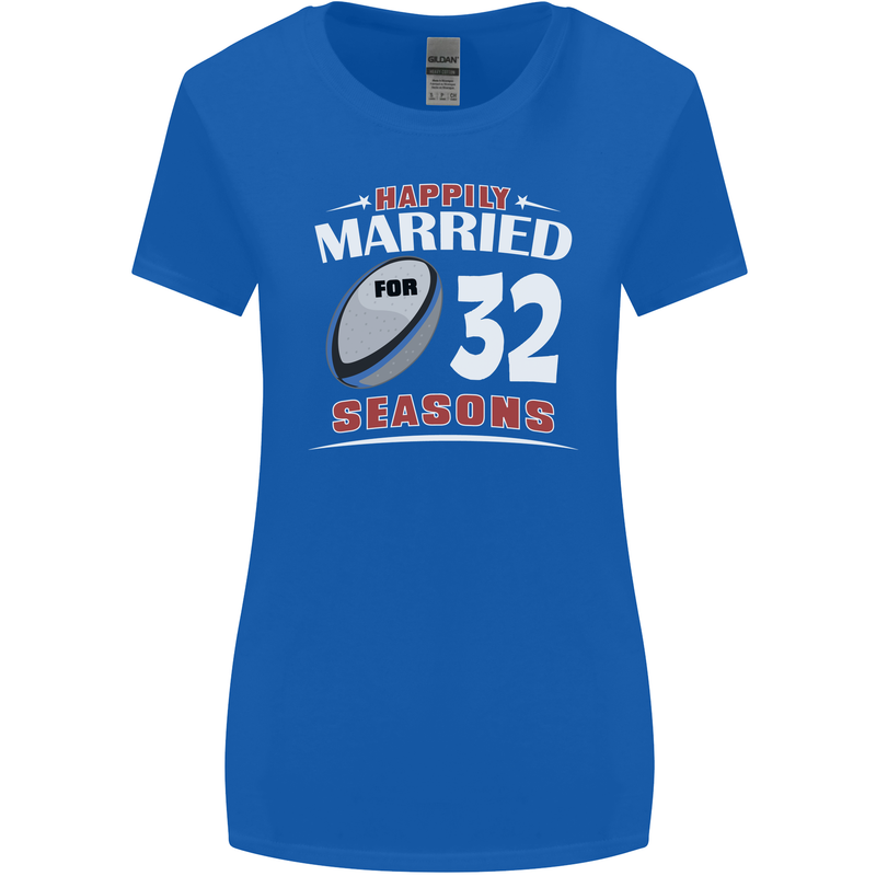 32 Year Wedding Anniversary 32nd Rugby Womens Wider Cut T-Shirt Royal Blue