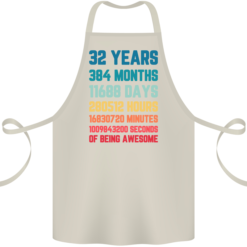 32nd Birthday 32 Year Old Cotton Apron 100% Organic Natural