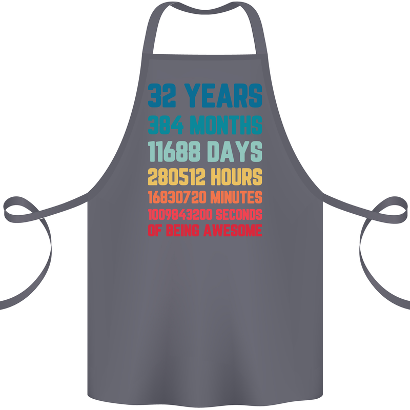 32nd Birthday 32 Year Old Cotton Apron 100% Organic Steel