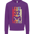 32nd Birthday 32 Year Old Level Up Gamming Mens Sweatshirt Jumper Purple