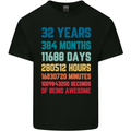 32nd Birthday 32 Year Old Mens Cotton T-Shirt Tee Top Black