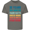 32nd Birthday 32 Year Old Mens Cotton T-Shirt Tee Top Charcoal
