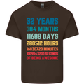 32nd Birthday 32 Year Old Mens Cotton T-Shirt Tee Top Dark Chocolate