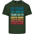 32nd Birthday 32 Year Old Mens Cotton T-Shirt Tee Top Forest Green