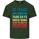 32nd Birthday 32 Year Old Mens Cotton T-Shirt Tee Top Forest Green