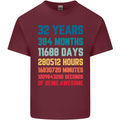 32nd Birthday 32 Year Old Mens Cotton T-Shirt Tee Top Maroon