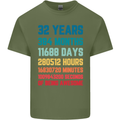 32nd Birthday 32 Year Old Mens Cotton T-Shirt Tee Top Military Green