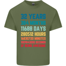 32nd Birthday 32 Year Old Mens Cotton T-Shirt Tee Top Military Green