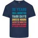 32nd Birthday 32 Year Old Mens Cotton T-Shirt Tee Top Navy Blue