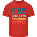 32nd Birthday 32 Year Old Mens Cotton T-Shirt Tee Top Red