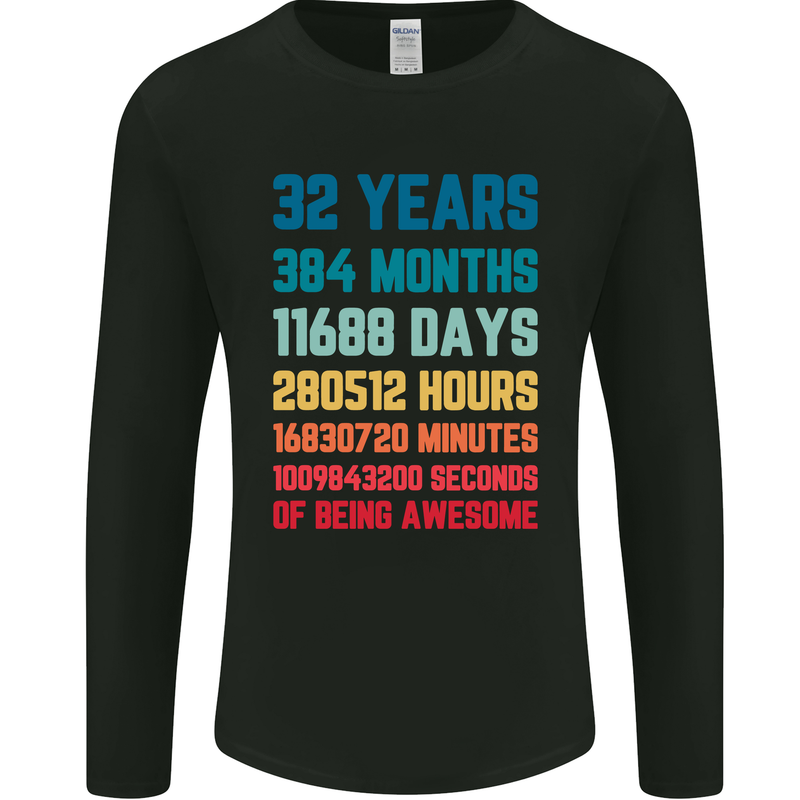 32nd Birthday 32 Year Old Mens Long Sleeve T-Shirt Black