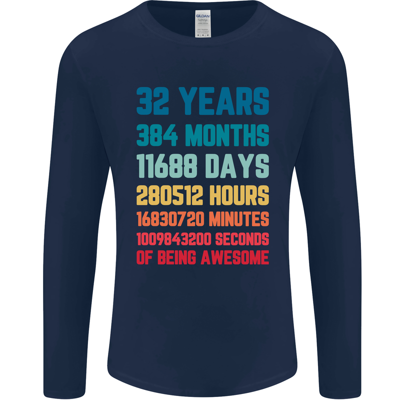 32nd Birthday 32 Year Old Mens Long Sleeve T-Shirt Navy Blue