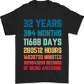 32nd Birthday 32 Year Old Mens T-Shirt 100% Cotton Black
