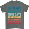 32nd Birthday 32 Year Old Mens T-Shirt 100% Cotton Charcoal