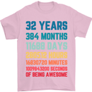 32nd Birthday 32 Year Old Mens T-Shirt 100% Cotton Light Pink