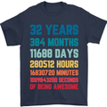 32nd Birthday 32 Year Old Mens T-Shirt 100% Cotton Navy Blue