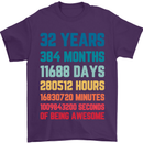 32nd Birthday 32 Year Old Mens T-Shirt 100% Cotton Purple