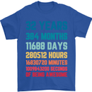 32nd Birthday 32 Year Old Mens T-Shirt 100% Cotton Royal Blue