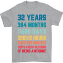 32nd Birthday 32 Year Old Mens T-Shirt 100% Cotton Sports Grey