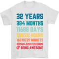32nd Birthday 32 Year Old Mens T-Shirt 100% Cotton White