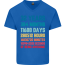 32nd Birthday 32 Year Old Mens V-Neck Cotton T-Shirt Royal Blue