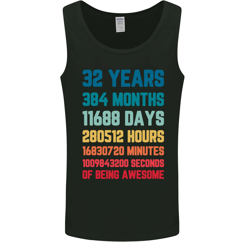 32nd Birthday 32 Year Old Mens Vest Tank Top Black